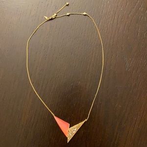 Alexis Bittar pink lucite/crystal gold necklace